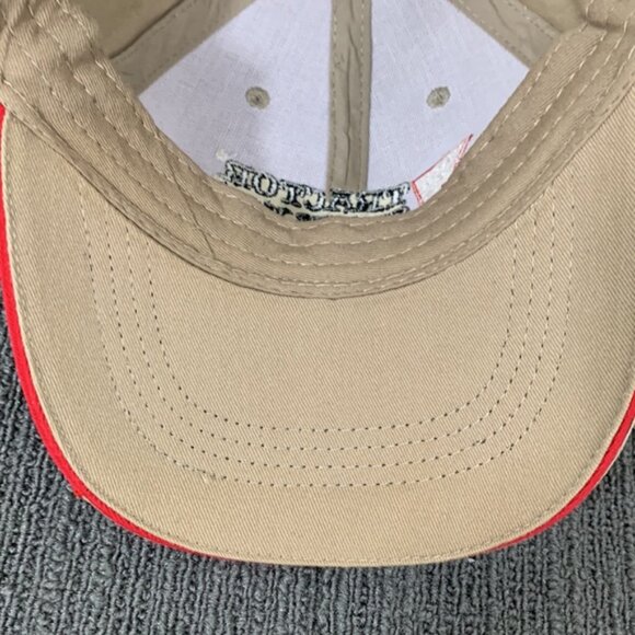 TSC Tractor Supply Co Baseball Hat Cap Mens Adjustable Beige Red Strapback - Picture 10 of 12